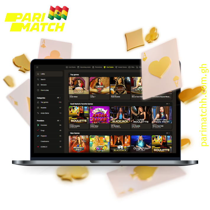 Parimatch Ghana Casino offers slot machines, table games, and live dealer options