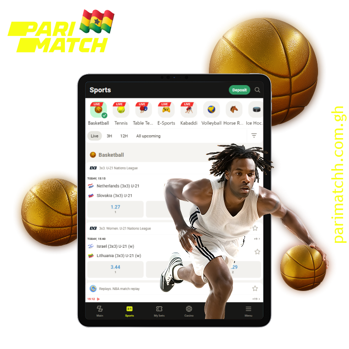 Basketball betting options and key features available to Ghanaian fans at Parimatch
