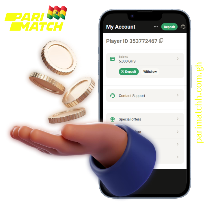 The process of withdrawing funds from Parimatch Ghana is fast, secure, and convenient